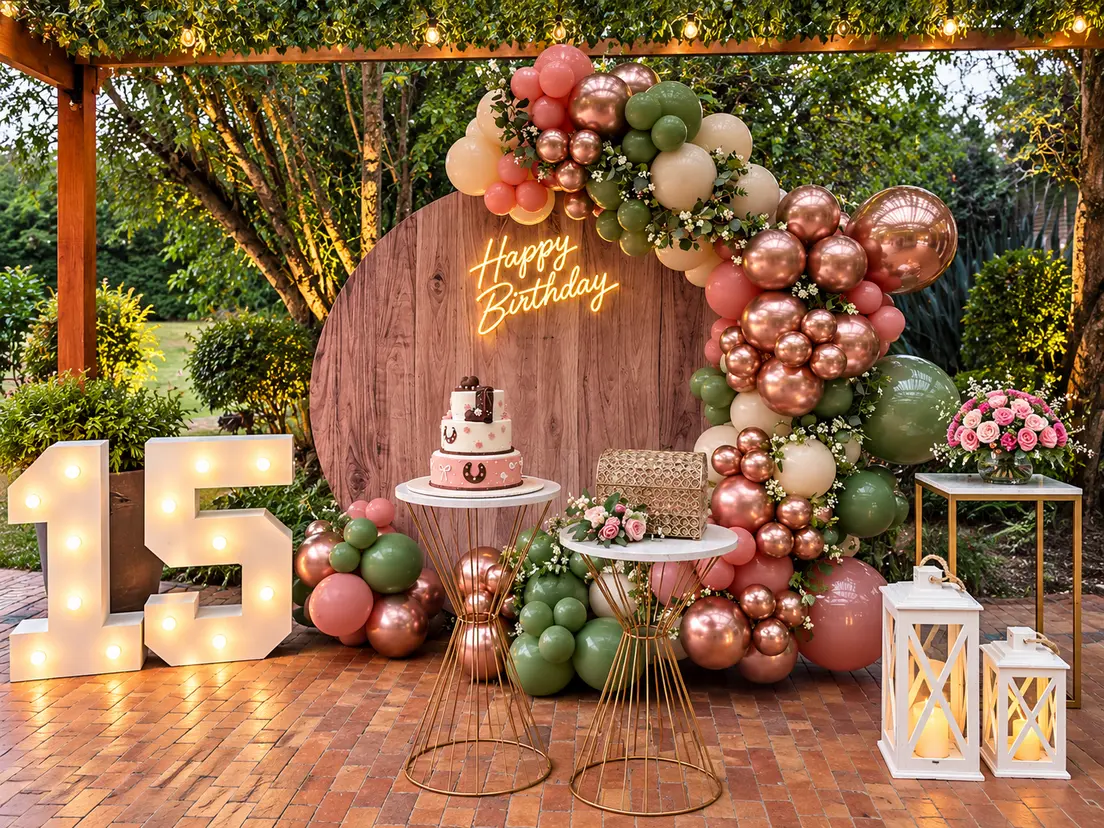 Fiesta de 15 años con decoración temática y creativa